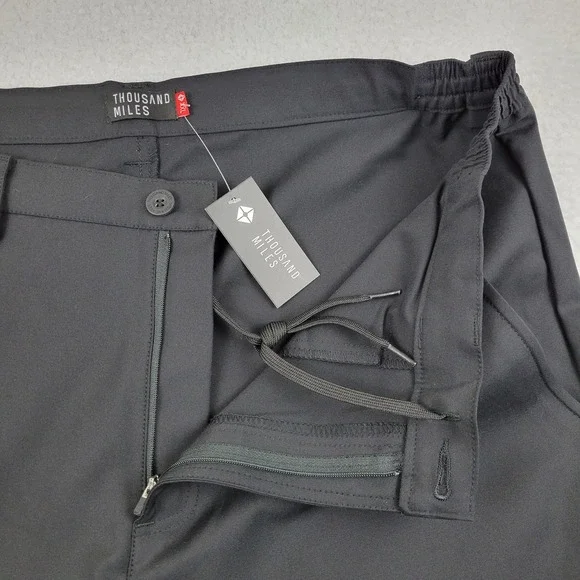 Thousand Miles Pants Mens 2XL Black Stretch Travel Chino Performance Comfort - Picture 6 of 14